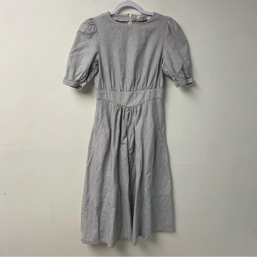 Moussy Pinstripe Midi Dress With Waist Corset Detail Size‎ 1 (Small)
